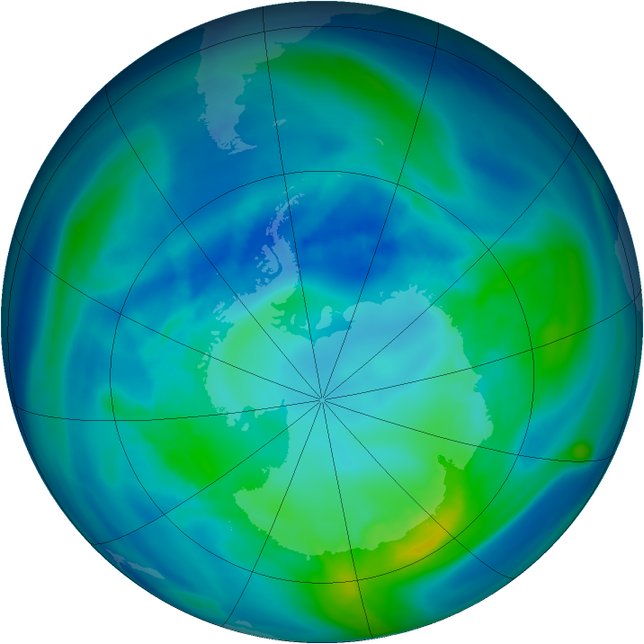 Antarctic ozone map for 16 April 2006